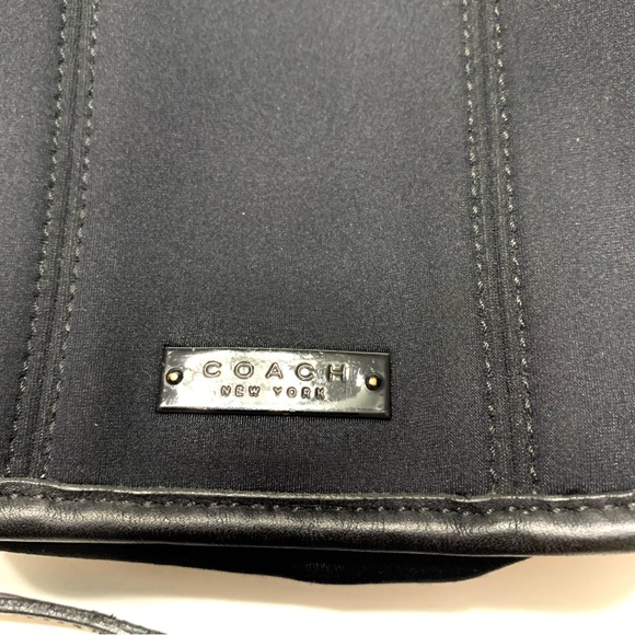 Coach Black Scuba Neoprene Leather Trim Crossbody Bag Mini Flap - Picture 3 of 16